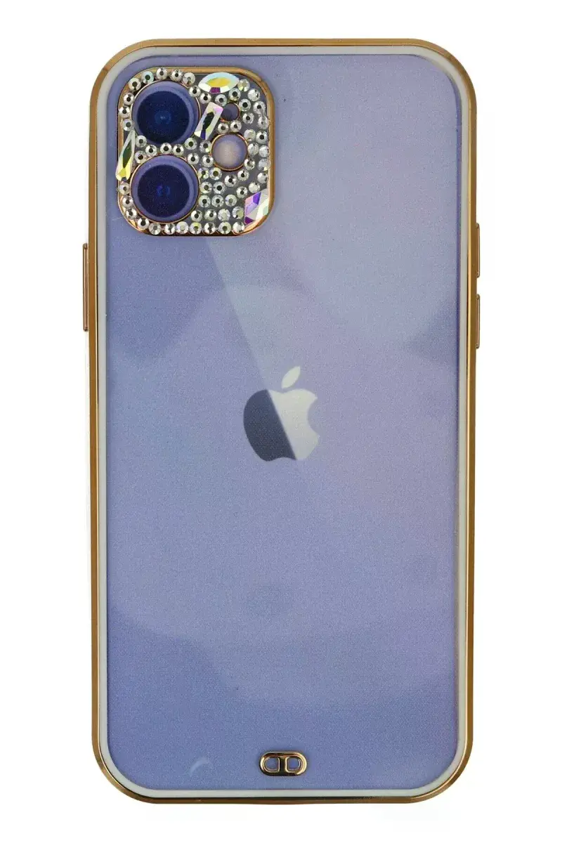 Apple iPhone 12 Kılıf Liva Taşlı Silikon - Beyaz