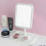 Dokunmatik LED Işıklı Kare Makyaj Aynası – Altı Organizer Kaseli, Ayarlanabilir Aydınlatmalı Masaüst-4