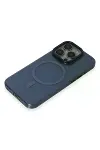 Apple iPhone 15 Pro Max Kılıf Anka PC Magneticsafe Sert Metal Kapak - Lacivert-3
