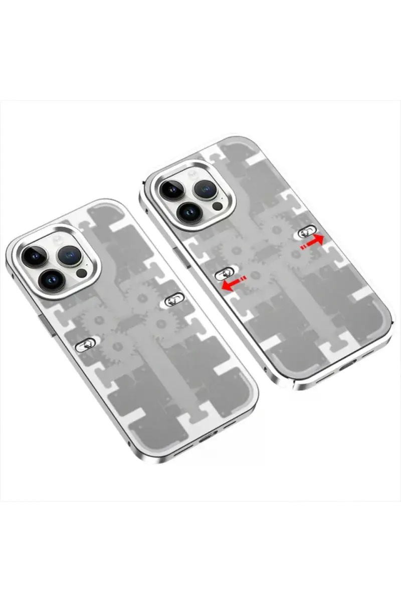Apple iPhone 13 Pro Kılıf Mekanik Bumper Kapak - Gümüş