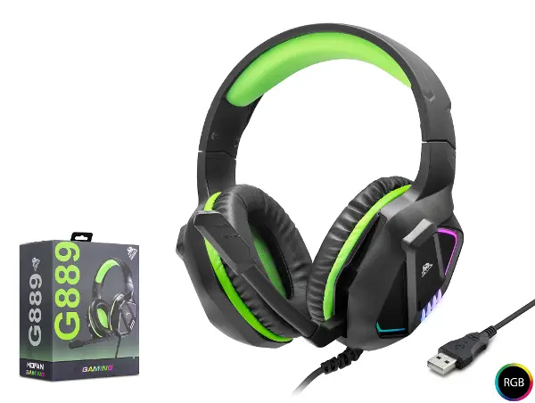 Kulaklik Usb Rgb - Si̇yah/Yeşil G889