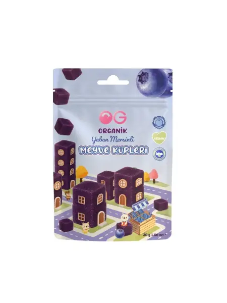 OG Natural Organik Yaban Mersinli Meyve Küpleri 30gr