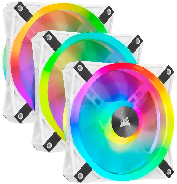 QL Series, WHITE QL120 RGB-CO-9050104-WW-120mm RGB LED Fan, Triple Pack with Lighting Node CORE