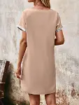 Kadın Yaka Ve Kol Pul Payet şeritli Ithal Krep Elbise-5