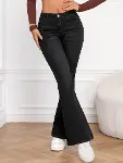 Kadın Yüksek Bel Cepli İspanyol Paçalı Kot Jeans Pantolon-4