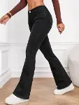 Kadın Yüksek Bel Cepli İspanyol Paçalı Kot Jeans Pantolon-5