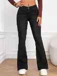 Kadın Yüksek Bel Cepli İspanyol Paçalı Kot Jeans Pantolon-6