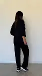 Kadın Uzun Kollu Bisiklet Yaka Viskon Iki Iplik Bluz Ve Pantolon Ikili Takım-3