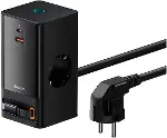 OS- PowerCombo Dijital Priz 2AC+1U+1C+Geri Çekilebilir-C 65W 1.5m Güç Kablosu ile AB Siyah-1