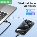 Type-C to USB-A RGB Aydınlatmalı 3A Hızlı Şarj ve Data Kablosu 1 Metre-3