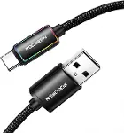 Type-C to USB-A RGB Aydınlatmalı 3A Hızlı Şarj ve Data Kablosu 1 Metre-1