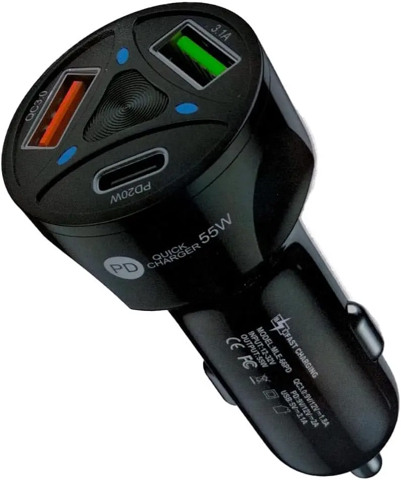 Apera BN72 55W Araç İçi Çakmaklık Hızlı Şarj Aleti PD Quick Charger 2 USB 1 Type-C Çıkış