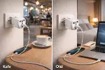 Universal Priz Adaptörü 2’li Set, Avrupa Tipi Fiş EU,Çoklu Girişli Seyahat Adaptörü, Tüm Ülkelerle U-5
