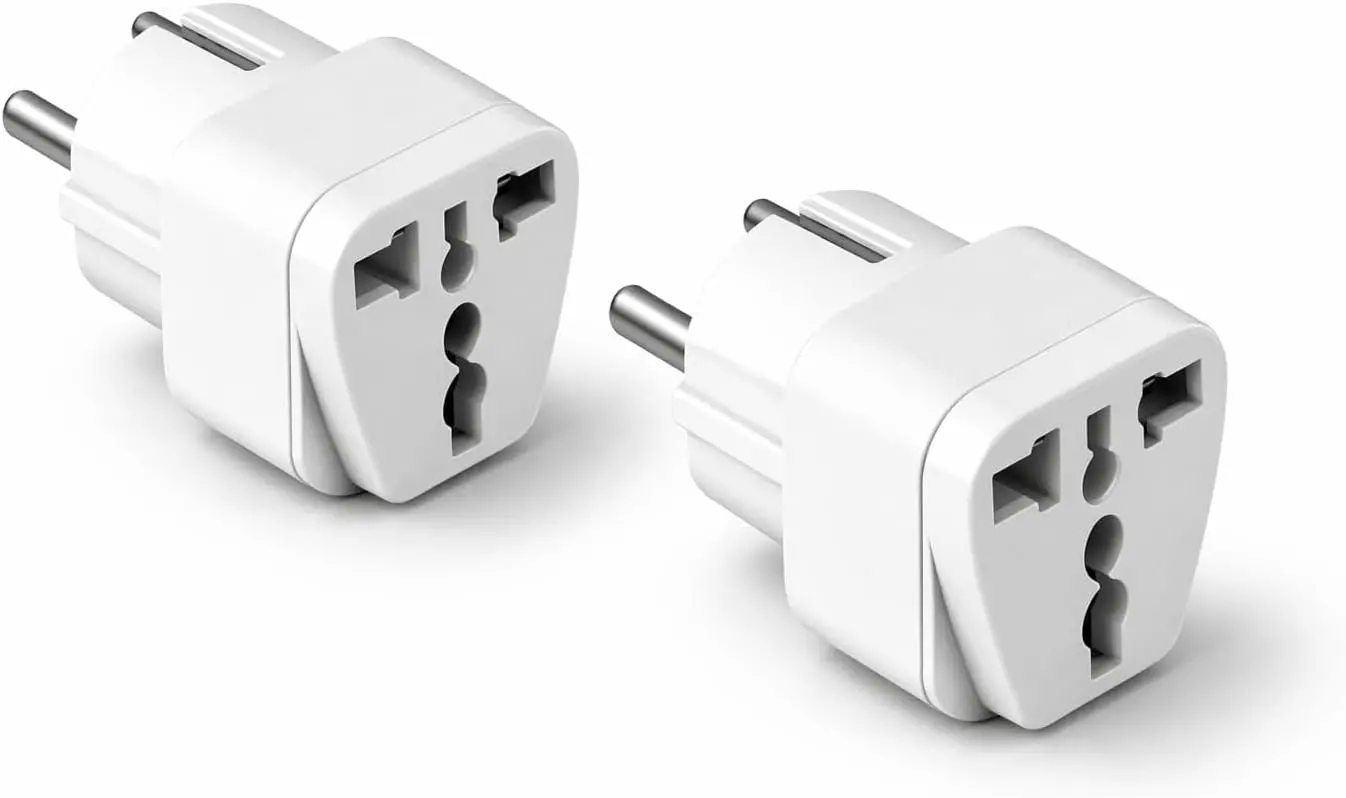 Universal Priz Adaptörü 2’li Set, Avrupa Tipi Fiş EU,Çoklu Girişli Seyahat Adaptörü, Tüm Ülkelerle U