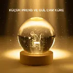 Küçük Prens Cam Küre USB Işıklı Ahşap Standlı Büyük Boy-1