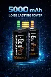 Batteries G32C 2’li AA/AAA/C/D Pil Şarj Aleti + 2 Adet Pro HR14 C Orta Boy 5000 mAh 1.2V Ni-MH Şarj-3