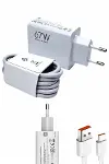 Beyaz Ultra Plus Hızlı Şarj Seti Şarj Adaptörü ve Kablosu 67W-5
