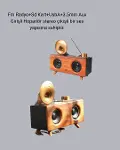 Retro Gramafon Bluetooth Hoparlör Çift Stereo Sesli FM Radyo Destekli-3