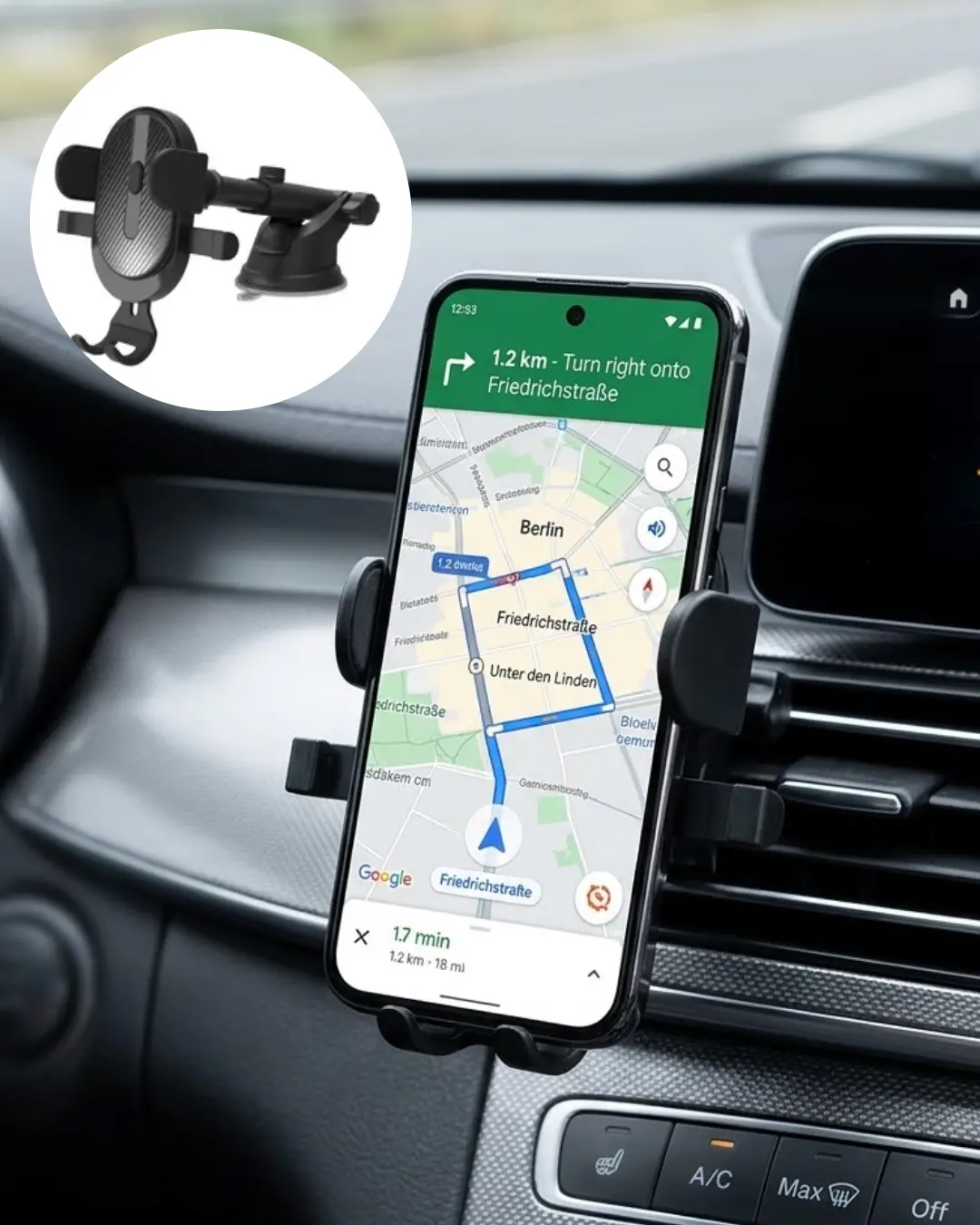 Araç Havalandırma Telefon Tutucu 360 Derece Döner Otomatik Kilitli Stand