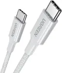 USB-C 60W 3A QC PD Örgülü Hızlı Şarj Kablosu, 1 Metre, Beyaz, 35218-2