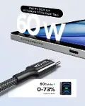 USB-C 60W 3A QC PD Örgülü Hızlı Şarj Kablosu, 1 Metre, Beyaz, 35218-6