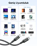 USB-C 60W 3A QC PD Örgülü Hızlı Şarj Kablosu, 1 Metre, Beyaz, 35218-7