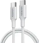 USB-C 60W 3A QC PD Örgülü Hızlı Şarj Kablosu, 1 Metre, Beyaz, 35218-1