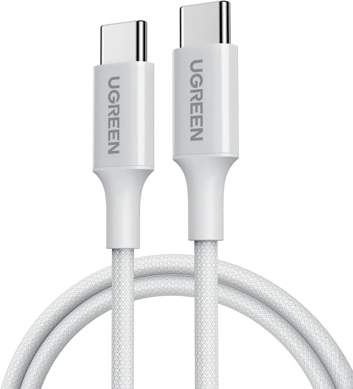 USB-C 60W 3A QC PD Örgülü Hızlı Şarj Kablosu, 1 Metre, Beyaz, 35218