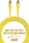 Azeada Linshion Serisi 60W Type-C to Type-C Hızlı Şarj ve Data Kablosu 1m Sarı AZ-B07AS (Sarı - Sili-2