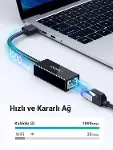 USB 3.0 to RJ45 Gigabit Ethernet Dönüştürücü Adaptör Siyah-2