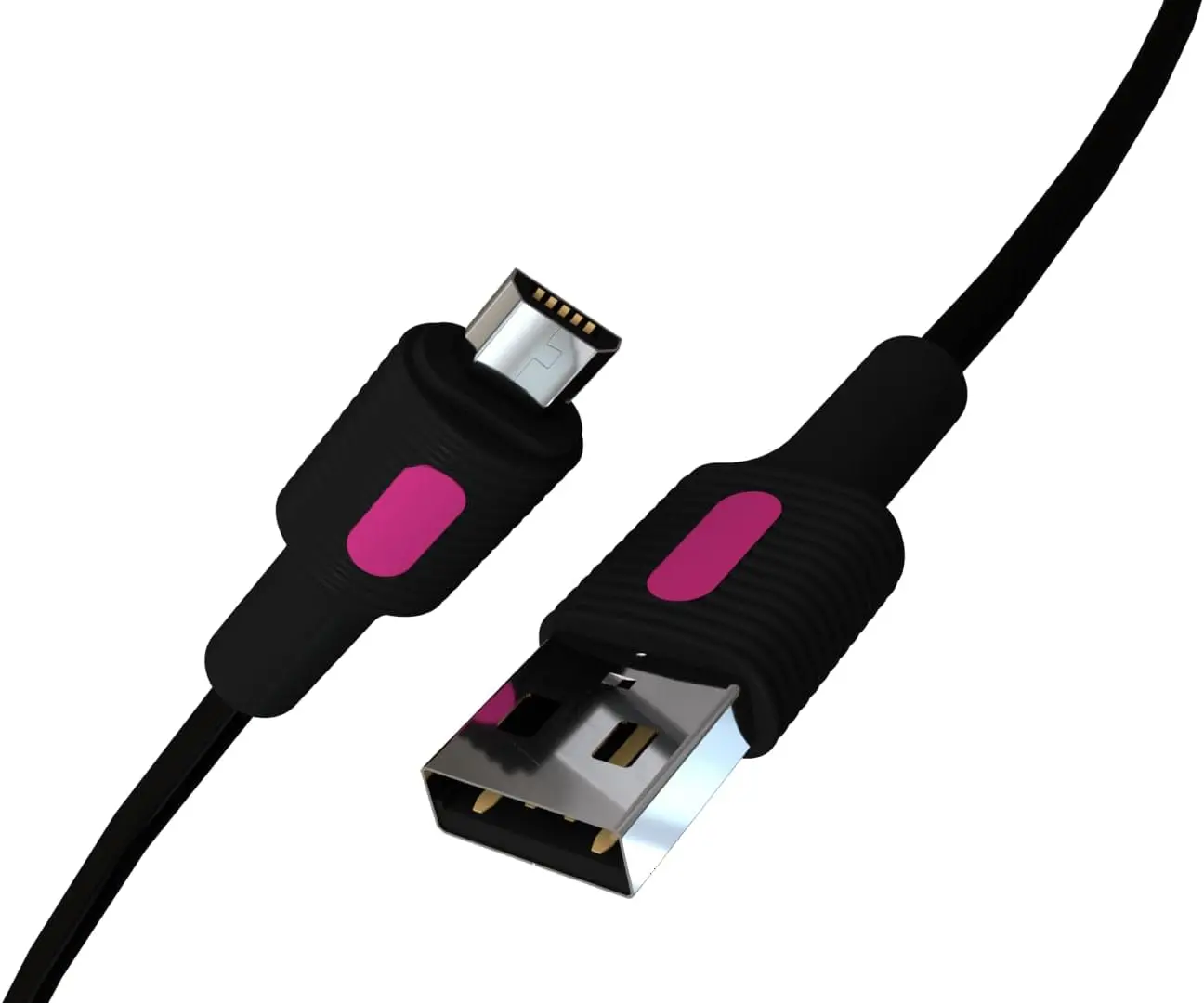 Coral Micro USB Hızlı Şarj Kablosu (Siyah + Fuşya/Siyah Uç) (150 CM)