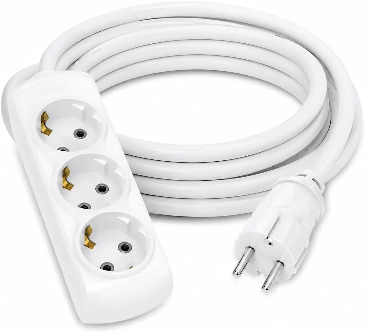 3 Metre Uzatma Kablosu, Topraklı Elektrik Uzatma Kablosu, Dayanıklı PVC Kablolu Güç Uzatma Kablosu,