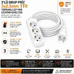 3 Metre Uzatma Kablosu, Topraklı Elektrik Uzatma Kablosu, Dayanıklı PVC Kablolu Güç Uzatma Kablosu,-3