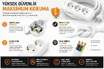 3 Metre Uzatma Kablosu, Topraklı Elektrik Uzatma Kablosu, Dayanıklı PVC Kablolu Güç Uzatma Kablosu,-7