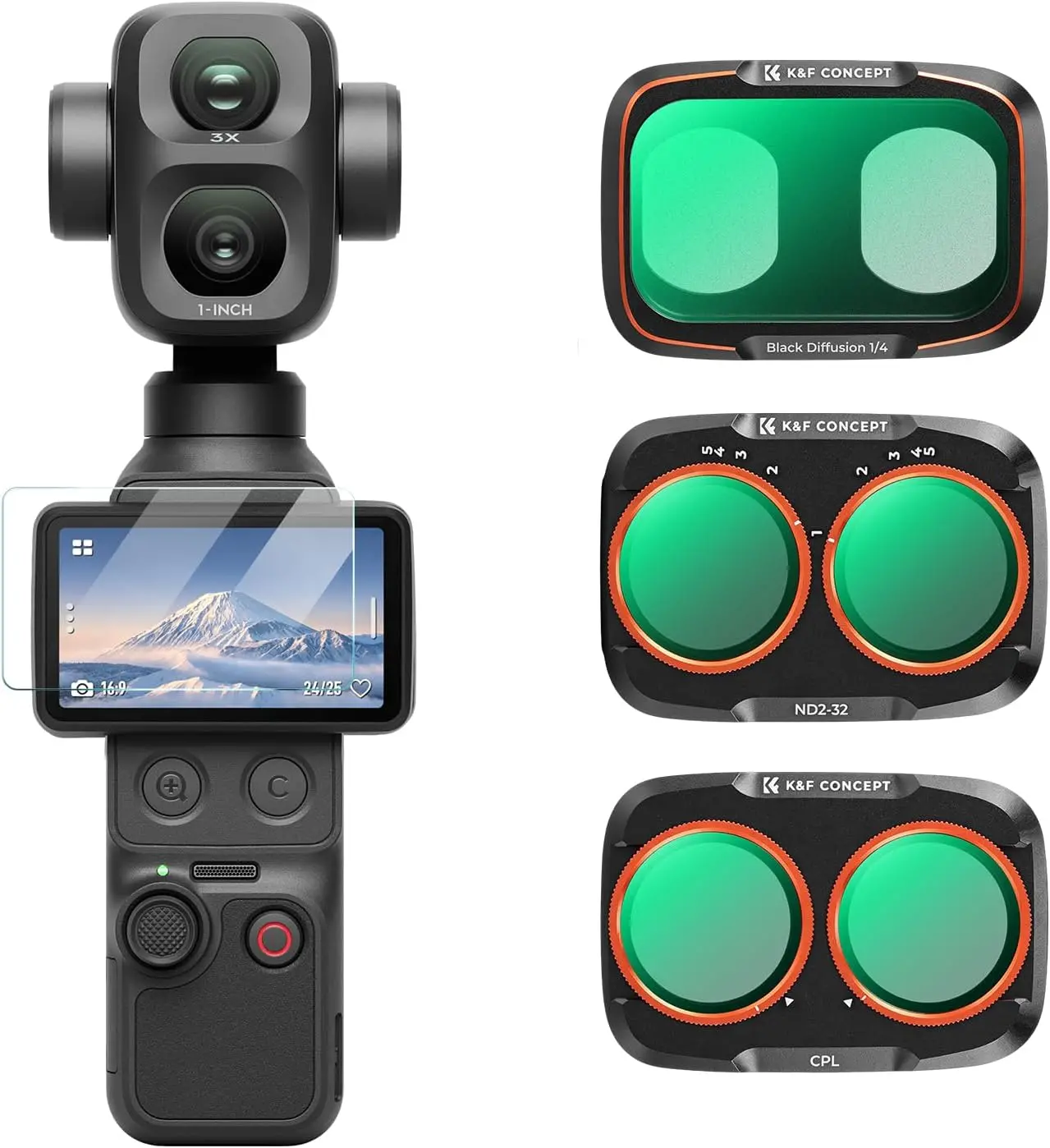 DJI Osmo Pocket 4P/Xtra Muse2 Pro ile Uyumlu 3'lü Paket Filtre