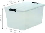 Kapaklı Plastik Saklama Kutuları, 45L, 2'li Set, Şeffaf-3