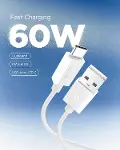USB-A to USB-C 2 Metre Kablo 60W Güç/Hızlı Şarj / 480 Mbps Data Aktarım Hızı Type-C Ekstra Dayanıklı-2