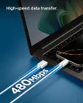 USB-A to USB-C 2 Metre Kablo 60W Güç/Hızlı Şarj / 480 Mbps Data Aktarım Hızı Type-C Ekstra Dayanıklı-6
