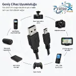 PrimeX PX-5P15 1.5 Metre 5 Pin USB Kablo, Mini Usb Kablo, USB AM/Mini 5pin Kablo, PS3 Kol Şarj kablo-3