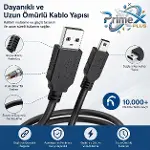 PrimeX PX-5P15 1.5 Metre 5 Pin USB Kablo, Mini Usb Kablo, USB AM/Mini 5pin Kablo, PS3 Kol Şarj kablo-4