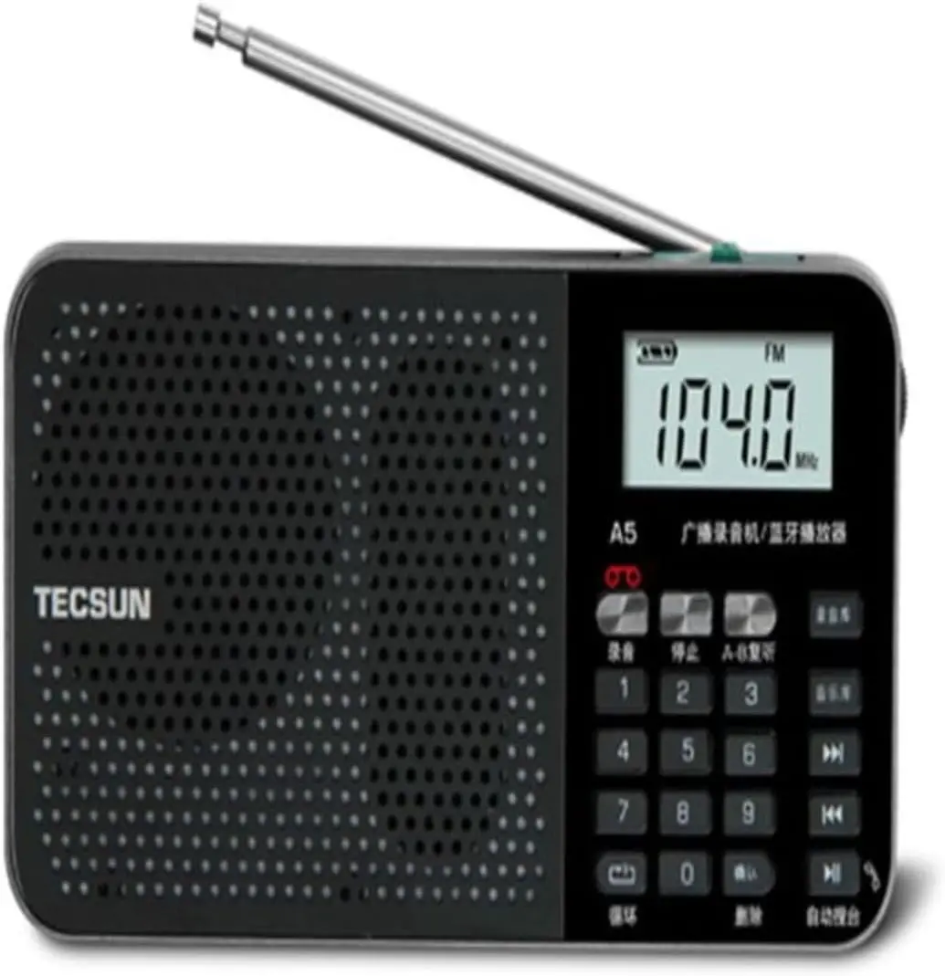 Tecsun A5 Taşınabilir Şarjlı Cep Radyosu Bluetooth Hoparlör FM Radyo MP3 Çalar & Ses Kayıt Cihazı