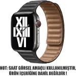 Apple Watch Series 9 41mm için Kordon Leather Link Band Siyah [Watch Series 9 41mm ile Uyumlu Kordon-2