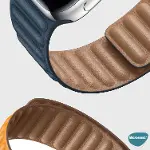 Apple Watch Series 9 41mm için Kordon Leather Link Band Siyah [Watch Series 9 41mm ile Uyumlu Kordon-4