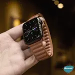 Apple Watch Series 9 41mm için Kordon Leather Link Band Siyah [Watch Series 9 41mm ile Uyumlu Kordon-5