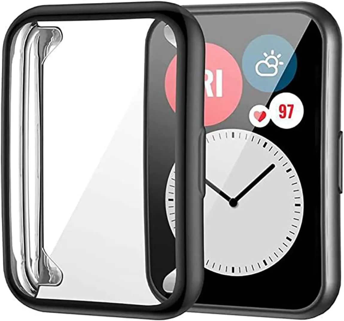 Huawei Watch Fit 2 Akıllı Saat ile uyumlu Tpu Çerçeveli Tam Kaplayan Toz ve Kirden Koruyan Ekran Kor