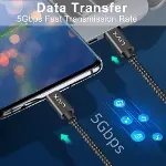 Solid 100W 5A Type C to Type C iPhone 15 Pro Max Plus Hızlı Şarj ve Data Kablosu Halat Örgülü Space-5