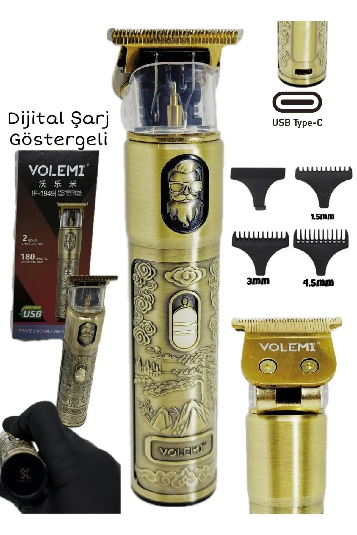 Dijital Göstergeli Saç Sakal Tıraş Makinesi - Sıfıra Yakın - IP-1949