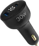 30W Led Ekranlı Type-C + USB-A Araç Şarj Aleti iPhone & Android & Tablet Araç içi Şarj Cihazı-2