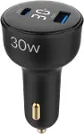 30W Led Ekranlı Type-C + USB-A Araç Şarj Aleti iPhone & Android & Tablet Araç içi Şarj Cihazı-4