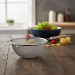 Ahşap Saplı Paslanmaz Çelik Süzgeç, Büyük Boy Metal Süzgeç 24 * 10 Cm - Estetik ve Dayanıklı: Ahşap-3